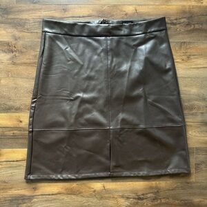 NYDJ Sculpt Her Faux Leather Skirt 18 Brown Lift Tuck Shaping A Line